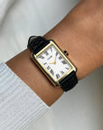 Belisenna Watch Leather, Black Quilted, Gold Colour