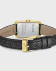 Belisenna Watch Leather, Black Quilted, Gold Colour