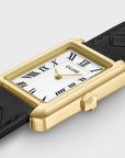 Belisenna Watch Leather, Black Quilted, Gold Colour