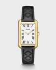 Belisenna Watch Leather, Black Quilted, Gold Colour