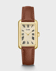 Belisenna Watch Leather, Nutshell, Sand Textured, Gold Colour
