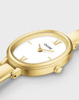 L'Ovale Watch Steel, White, Gold Colour