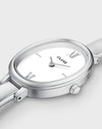 L'Ovale Watch Steel, White, Silver Colour