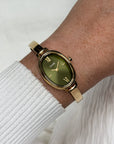 L'Ovale Watch Steel, Olive, Gold Colour