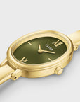 L'Ovale Watch Steel, Olive, Gold Colour