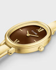 L'Ovale Watch Steel, Brown, Gold Colour