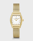 Tonnette Mini Watch Mesh, White, Gold Colour