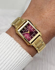 Anglée Watch Steel, Dark Cherry, Gold Colour