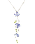 18ct White Gold Floral Drop Necklace
