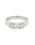 Lily - Platinum Round Brilliant with Pear Side Stone Earth Grown Diamond Ring