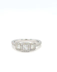 Evelyn - Platinum Three Stone Princess Cut Halo Earth Grown Diamond Ring
