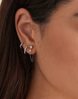 Silver Sparkle Huggie Hoop Earrings