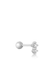 Silver Double Sparkle Barbell Single Earring