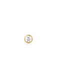 Gold Solitaire Cubic Zirconia Barbell