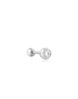 Silver Solitaire Cubic Zirconia Barbell