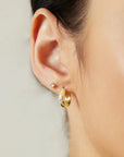 GOLD SMALL CHUBBY SPARKLING HUGGIE HOOP EARRINGS