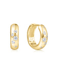 GOLD SMALL CHUBBY SPARKLING HUGGIE HOOP EARRINGS