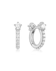 Silver Sparkling Pavé Huggie Hoop Earrings