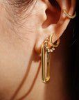 Gold Bezel Beaded Huggie Hoop Earrings