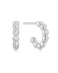 Silver Bezel Beaded Huggie Hoop Earrings
