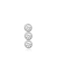 Silver Triple Stone Bezel Barbell Single Earring