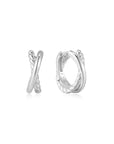 Silver Entwined Dual Huggie Hoop Earrings