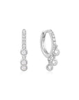 Silver Trio-Drop Huggie Hoop Earrings