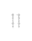 Silver Molten Cascade Bezel-Set Drop Stud Earrings
