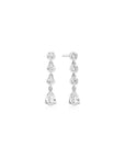 Silver Molten Cascade Bezel-Set Teardrop Stud Earrings