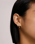 SILVER SMALL SPARKLING TIDE HUGGIE HOOP EARRINGS