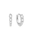 Silver Graduated Sparkle Huggie Hoop Earrings