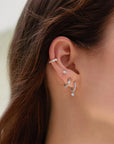 Silver Dangling Sparkle Huggie Hoop Earrings