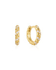 GOLD SPARKLE TWISTED HUGGIE HOOP EARRINGS