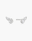 Silver Bezel Round & Teardrop Stud Earrings