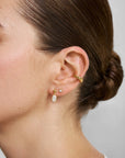Gold Bezel Organic Pebble Dangle Stud Earrings