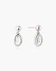Silver Bezel Organic Pebble Dangle Stud Earrings