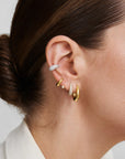 Gold Pavé Dome Huggie Hoop Earrings
