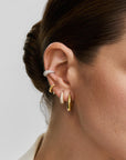 Gold Pavé Dome Huggie Hoop Earrings