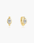 Gold Bezel Organic Pebble Huggie Hoop Earrings