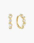 Gold Bezel Round & Teardrop Huggie Hoop Earrings