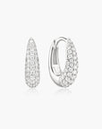 Silver Pavé Dome Huggie Hoop Earrings