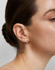 Gold Slim Pavé Wave Huggie Hoop Earrings