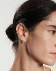 Silver Zig-Zag Pavé Huggie Hoop Earrings