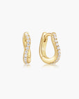 Gold Slim Pavé Wave Huggie Hoop Earrings