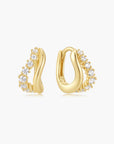Gold Duet Wave Huggie Hoop Earrings