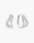 Silver Duet Wave Huggie Hoop Earrings