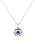 18ct White Gold Sapphire and Diamond Pendant