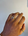 Sydney - 18ct Yellow Gold Three Stone Oval and Round Brilliant Earth Grown Diamond Ring
