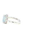 Alexandra - 18ct White Gold Aquamarine and Diamond Halo Earth Grown Ring