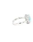 Alexandra - 18ct White Gold Aquamarine and Diamond Halo Earth Grown Ring